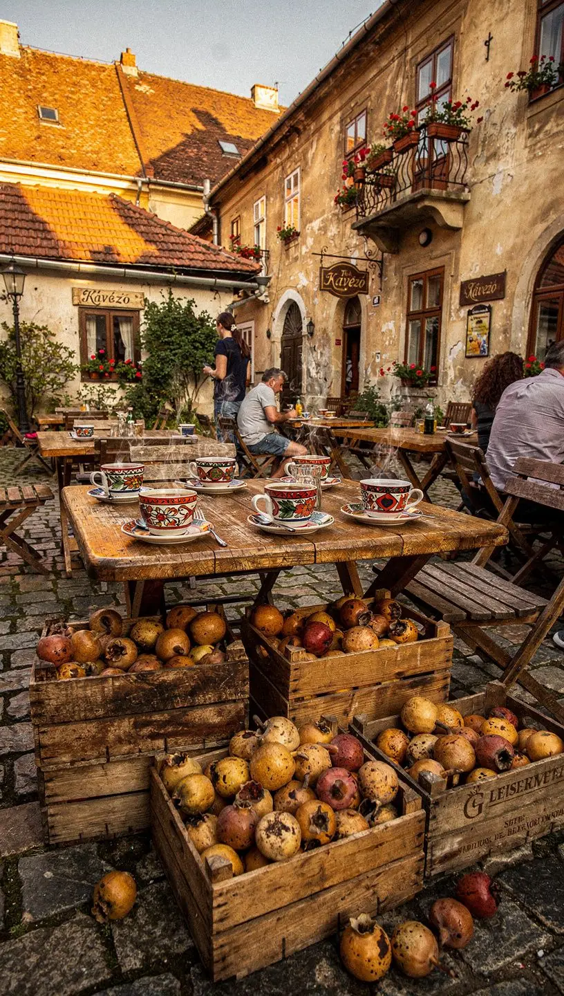 Közelkép a medlar gyümölcsről, élénk színekkel