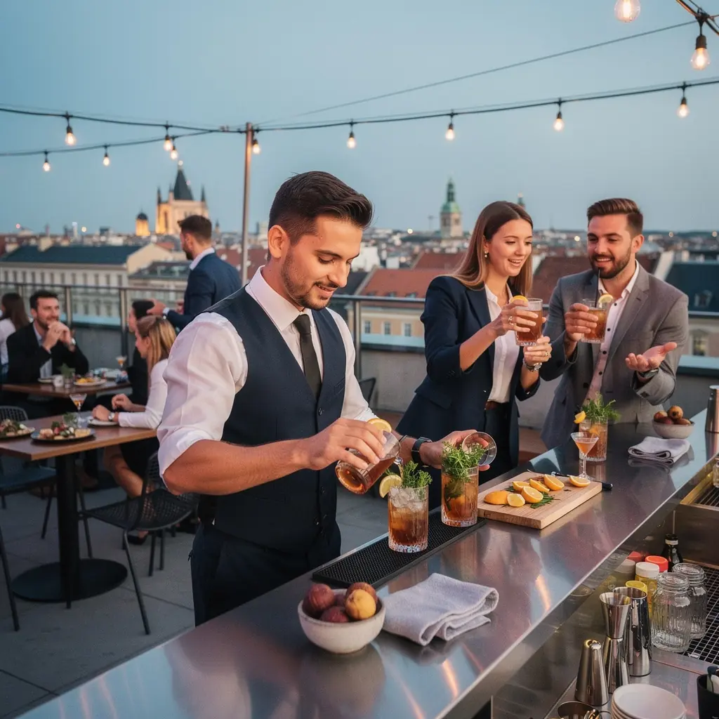 Színes naspolyával és más gyümölcsökkel díszített teás sütemények.