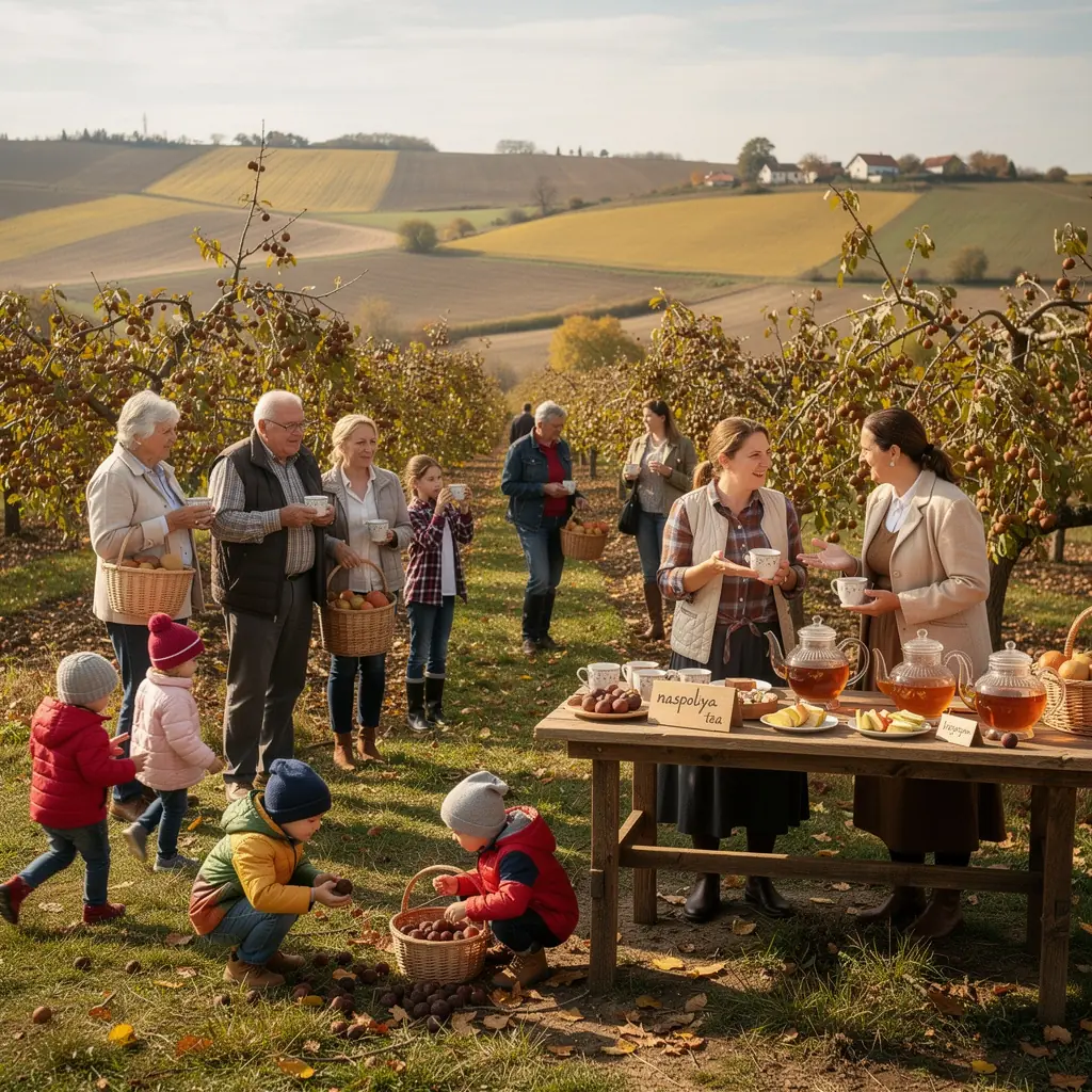 Medlar gyümölcs tea üvegben, napfényben csillogva