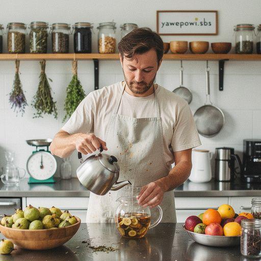Hűvös, frissítő medlar gyümölcs tea, jégtömbökkel